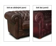 ASKONT Chesterfield Recamira Kožená sedačka rohová Puncovaná / bez puncování