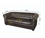 ASKONT Chesterfield Bis tmavě hnědá Pohovka 3M s puncy
