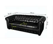 Chesterfield Bis: Pohovka 3M antique Black s puncy