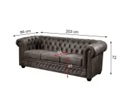 Chesterfield Oxford: Pohovka 3M Dark Brown