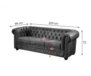 Chesterfield Oxford: Pohovka 3M Silver
