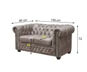 Chesterfield Oxford: Pohovka 2M Silver