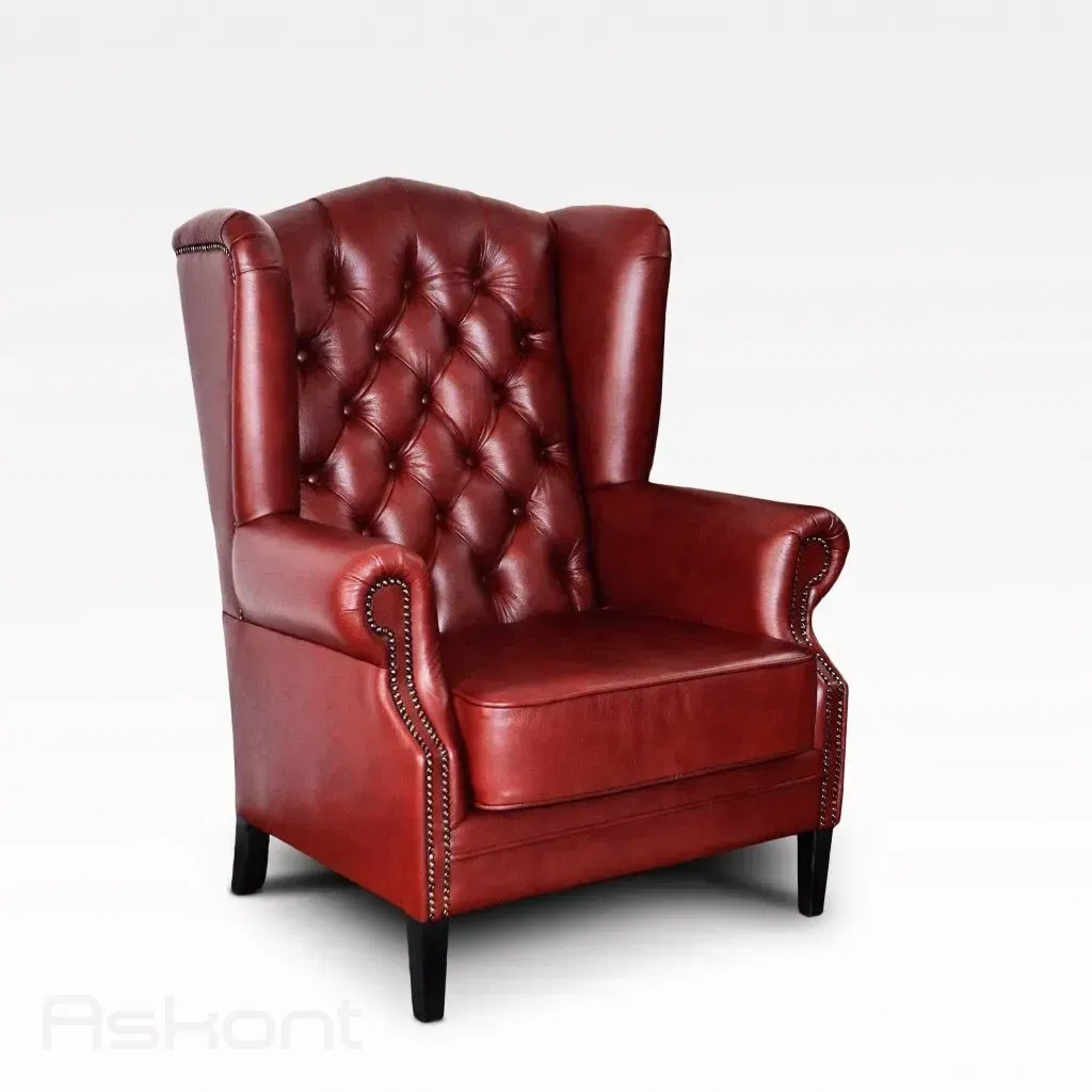 ASKONT Chesterfield Harold Kožené křeslo vínové