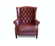 ASKONT Chesterfield Harold Kožené křeslo vínové