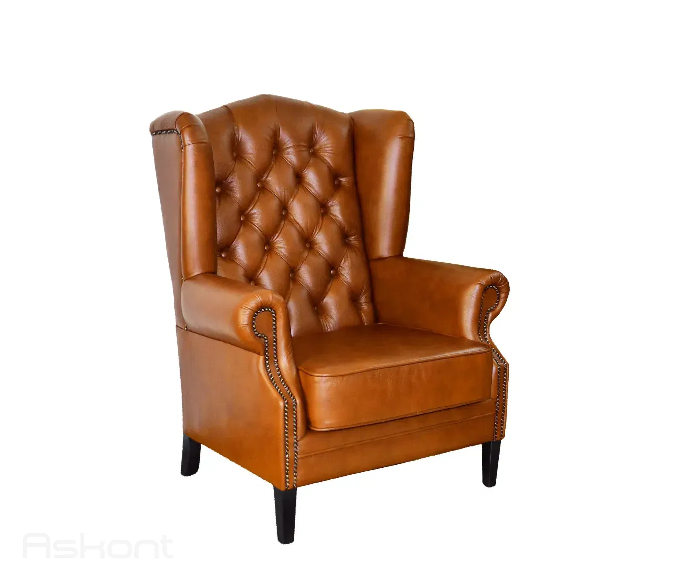 ASKONT Chesterfield Harold Kožené křeslo medové