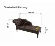 ASKONT Chesterfield Shezlong Kožené křeslo puncované hnědé