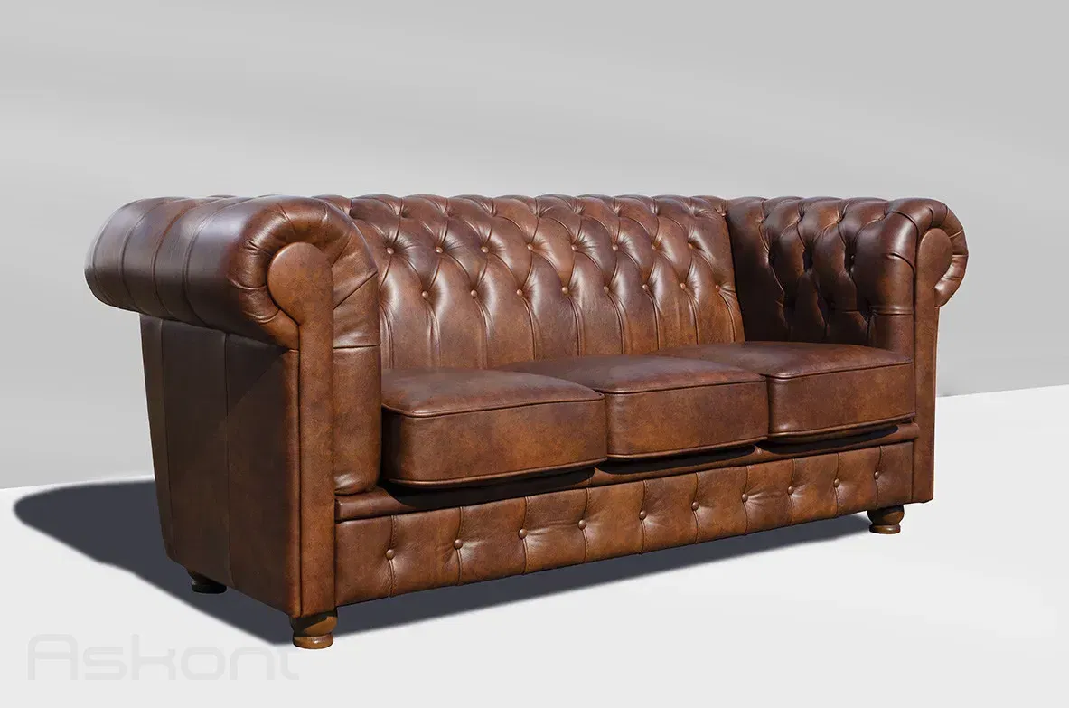 ASKONT Chesterfield Windsor Kožená pohovka 2M Puncovaná / bez puncování