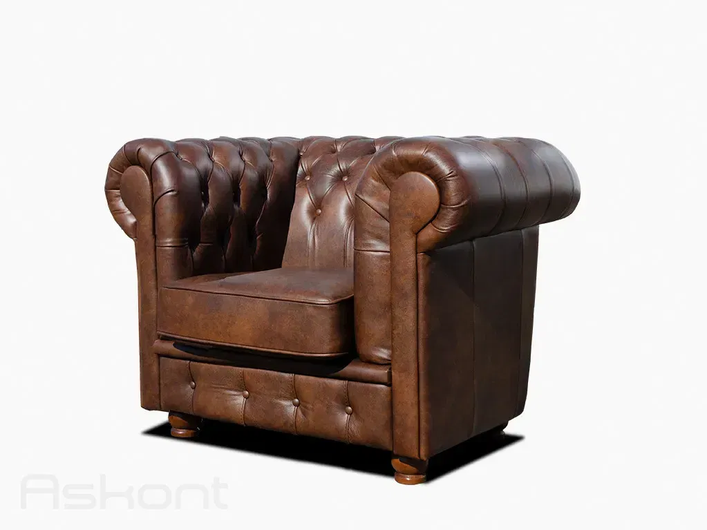 ASKONT Chesterfield Windsor Kožené křeslo 1M Puncované / bez puncování