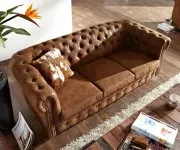 ASKONT Chesterfield Bis hnědá Pohovka 3M