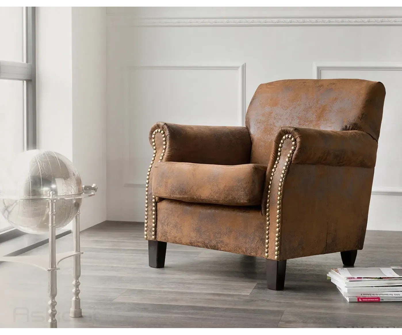 ASKONT Chesterfield Raul Křeslo hnědé