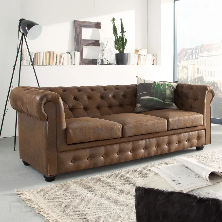 ASKONT Chesterfield Bis hnědá Pohovka 3M