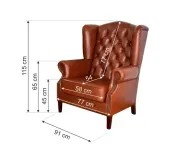 ASKONT Chesterfield Harold Kožené křeslo puncované