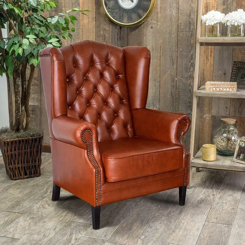 ASKONT Chesterfield Harold Kožené křeslo puncované